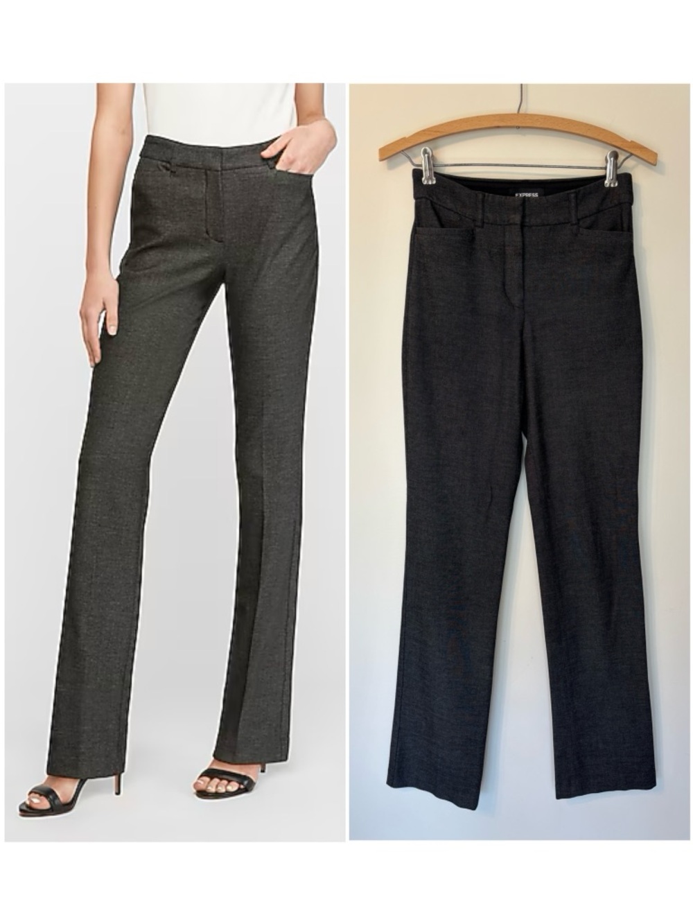 EXPRESS Columnist Barely Boot High Rise Pants Charcoal Gray 0 Regular